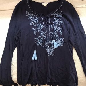 Dark blue peasant top